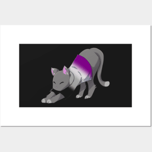 Asexual cat stretching Posters and Art